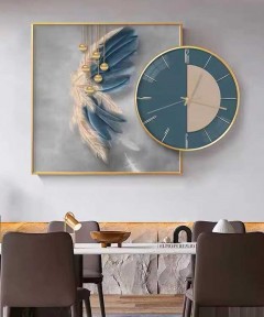 60*60 Cm Green Crytsall Porsalein Painting With Led Light And Clock 50*50 Cm 